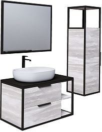 Grossman Мебель для ванной Лофт 90 GR-3015 подвесная шанико/черный – фотография-2